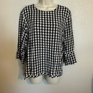 J. Jill Black and White Gingham Blouse